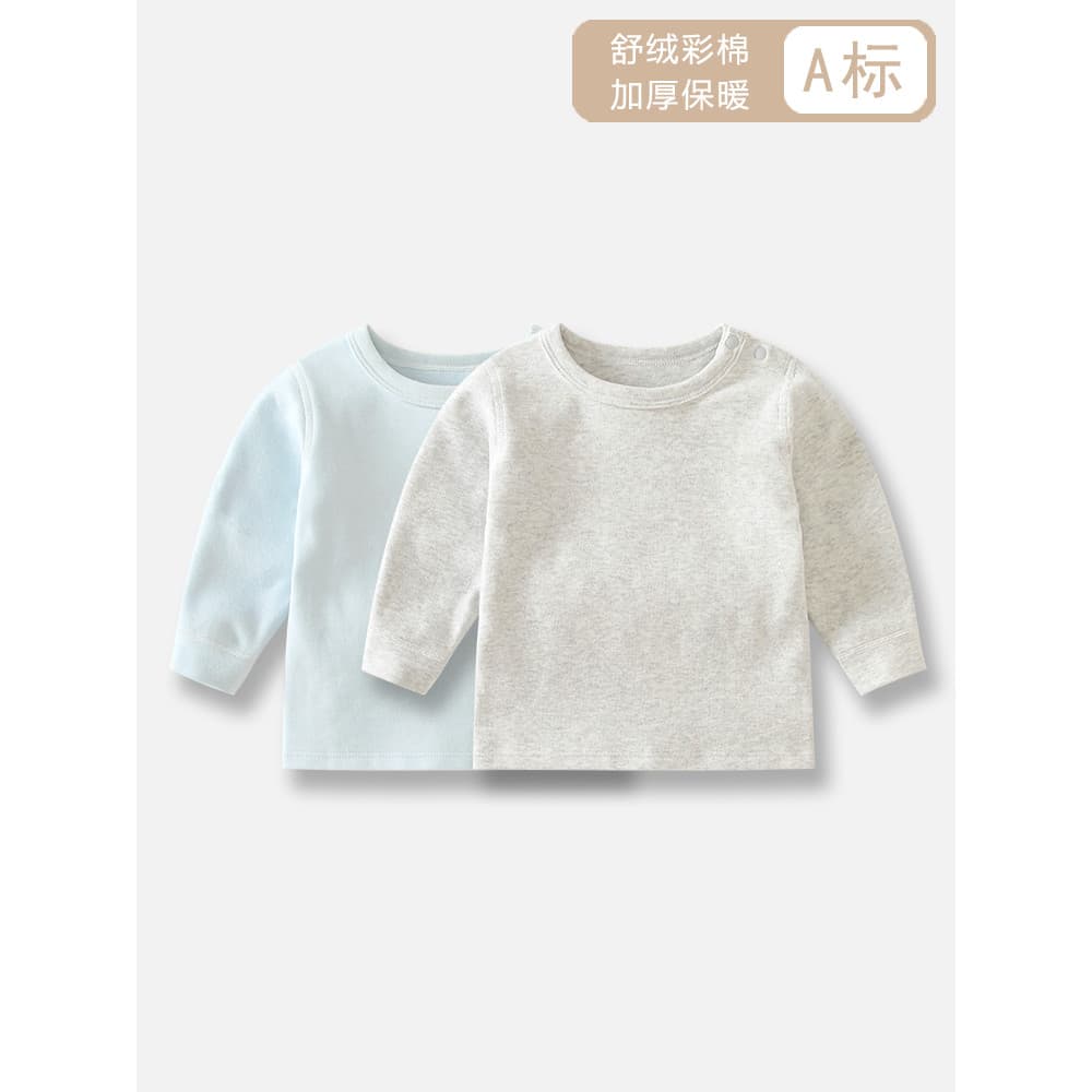 Bebê topo outono inverno estilo roupa interior quente camisa de fundo das mulheres dos homens bebê engrossado manga comp