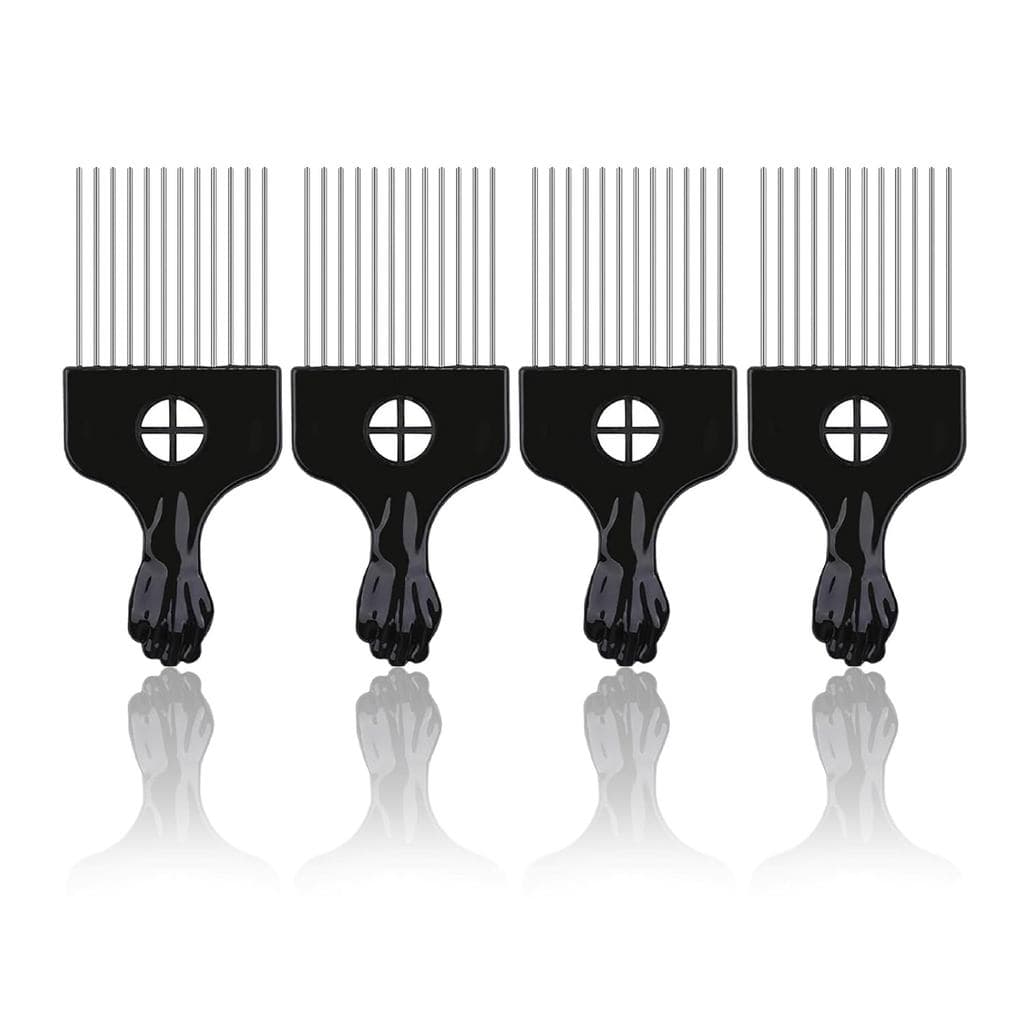 4 Peças de Pentes Afro de Metal, Pente de Cabelo com Dentes de Aço para Cabelos Cacheados, Ondulados, Naturais, para Des