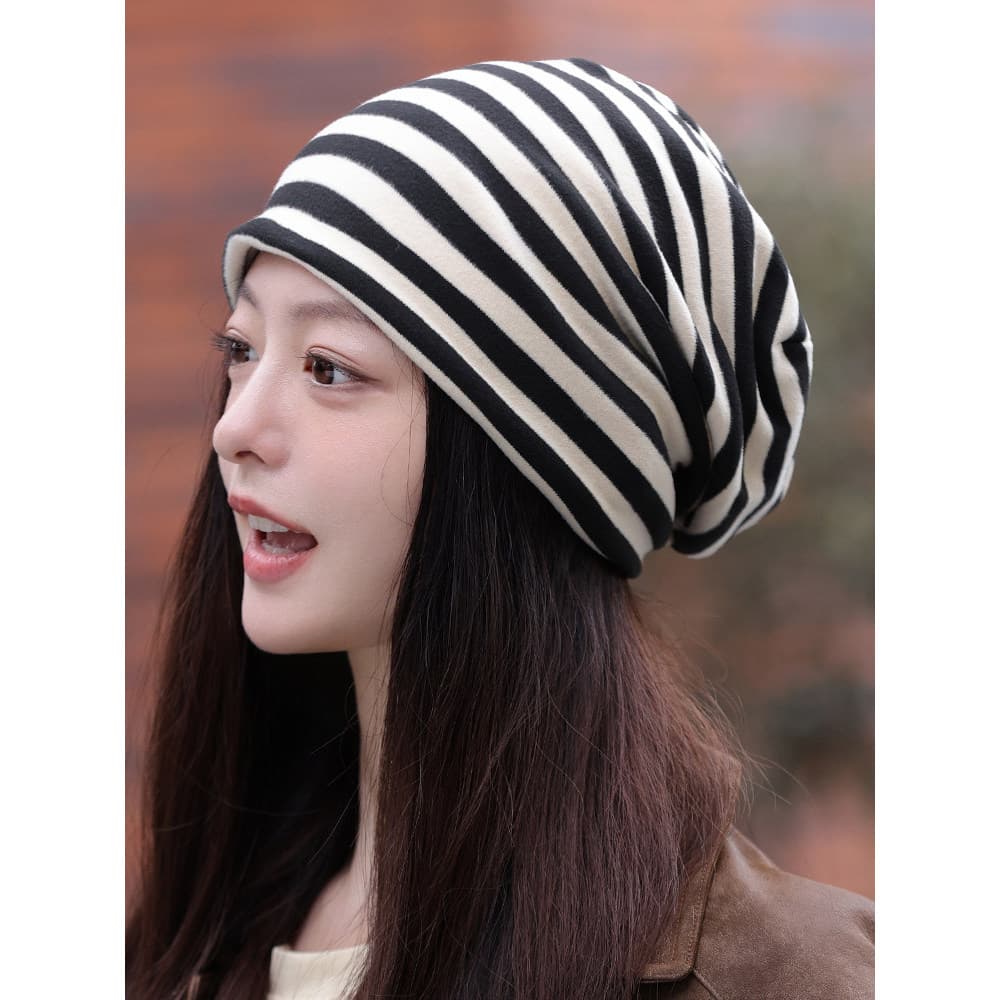Chapéu feminino outono inverno chapéu de lã chapéu frio mostrando rosto fino Baotou de malha pilha quente