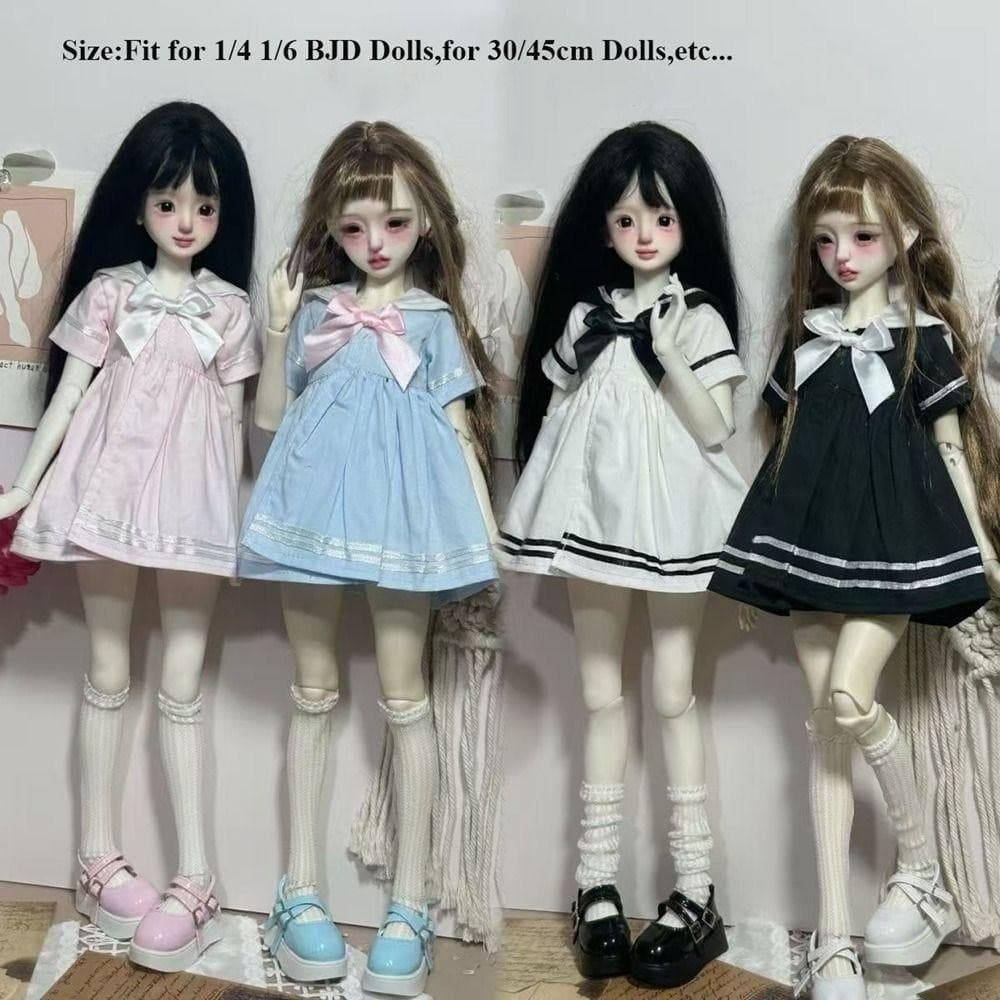 AMWOO Roupas Casuais Elegantes , Mini Acessórios DIY Boneca Terno De Marinheiro , Moda Para Bonecas 1/4 1/6 BJD 30/45cm