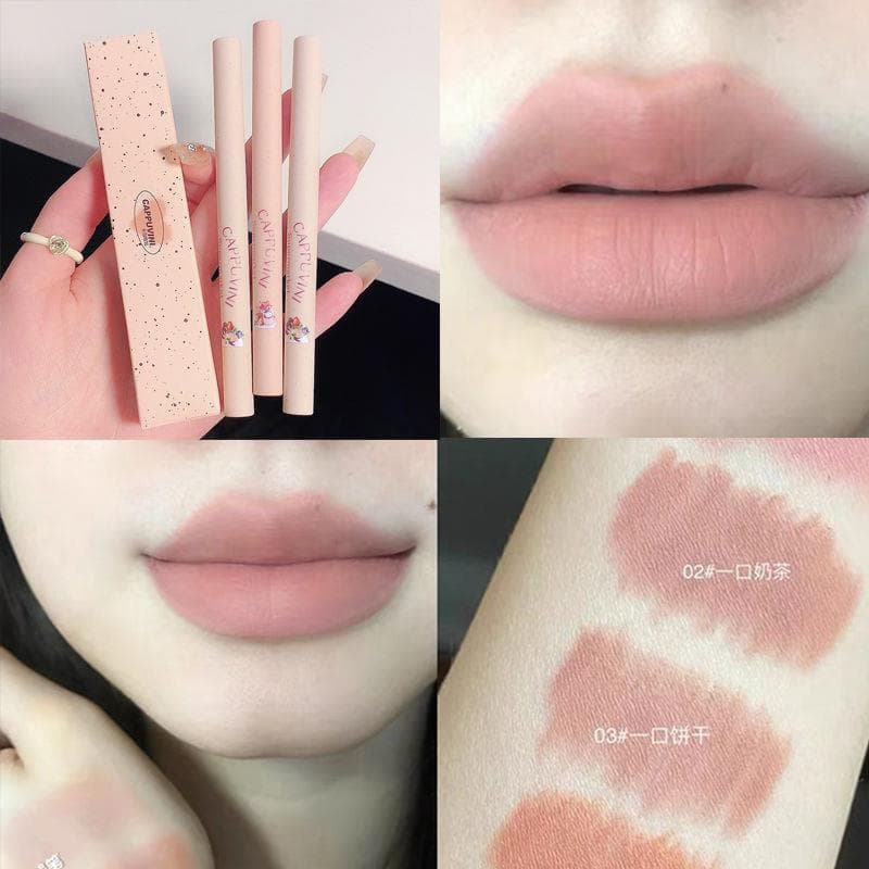 One Bite Milk Tea-Lip Liner Lip Hook Liner À Prova D 'Água de Longa Duração Não Desbotamento Lápis Labial Batom Antiader