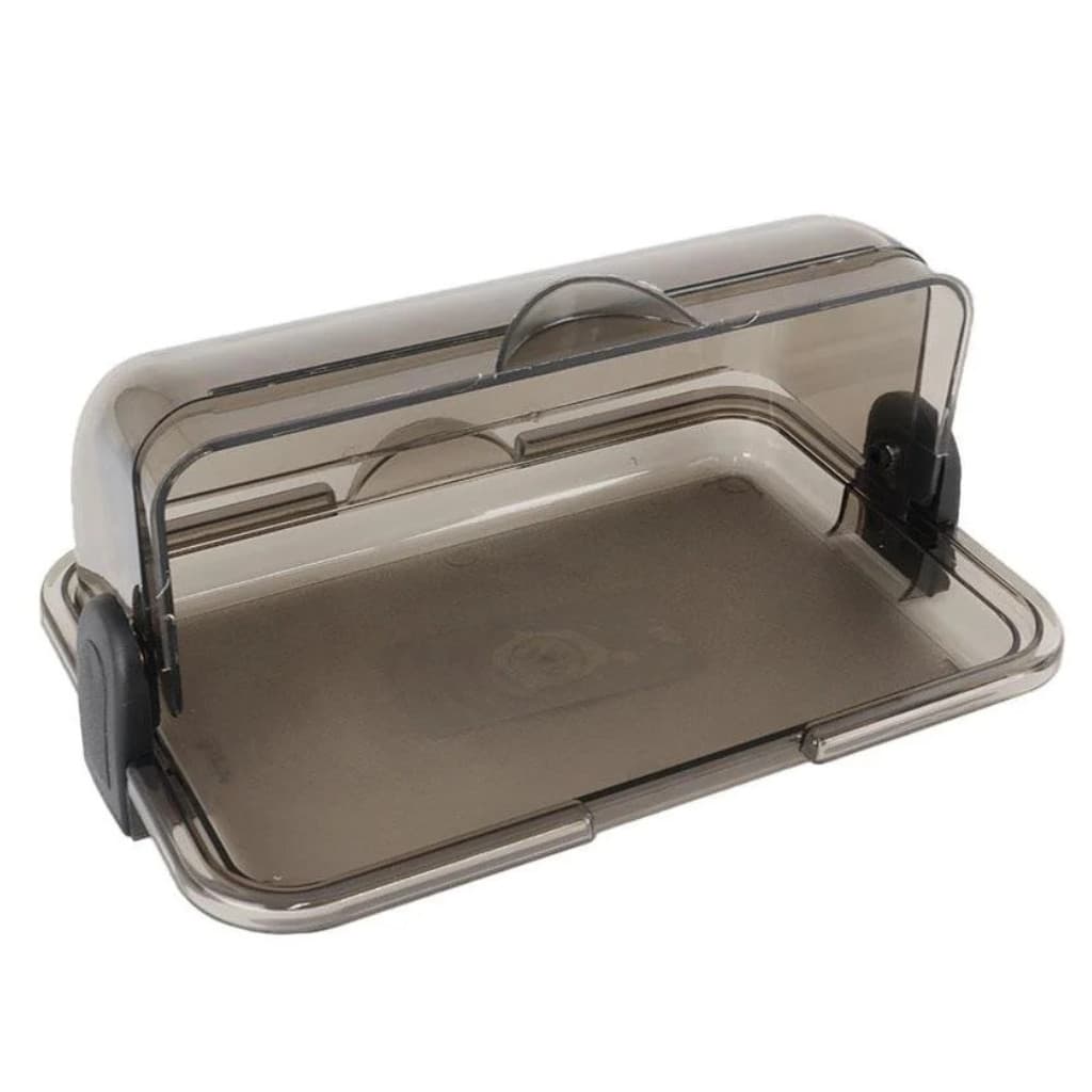 Porta Pão Retangular Fumê Com Tampa Articulável Para Mesa 30x20cm Keita Linha Premium K64