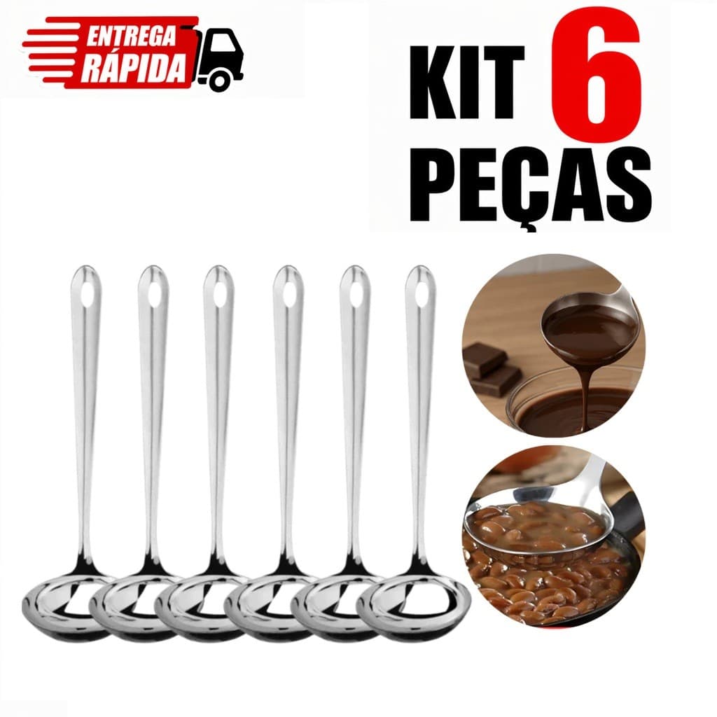 Concha Kit 2/4/6 Em Inox Para Caldas Sopa Feijão Caldas Caldo Resistente Molho Casa Restaurante Buffet Sorveteria