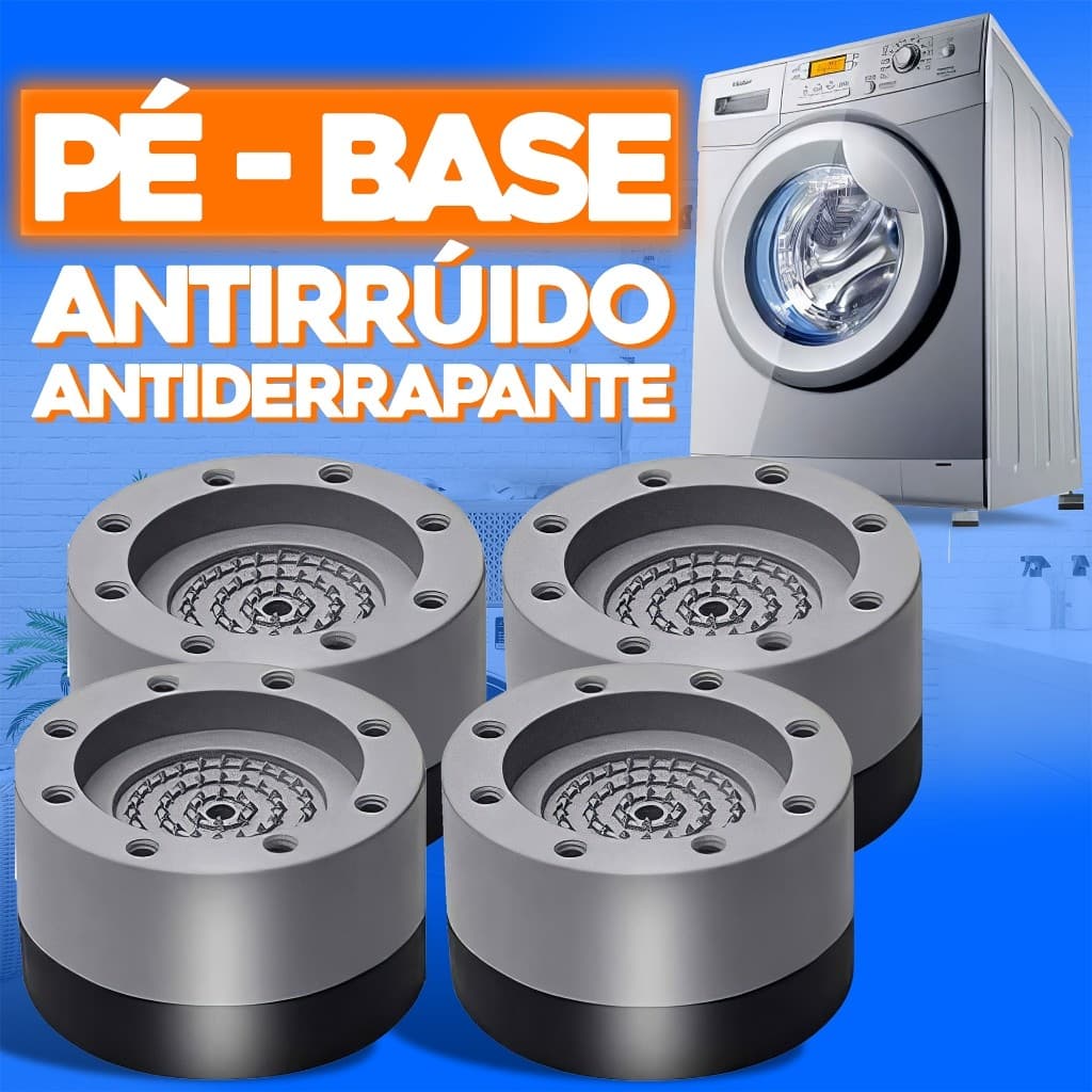 Kit 4 Sapatas Anti Vibração de Borracha para Máquina de Lavar Pé Nivelador Anti Ruído e Proteção do Piso