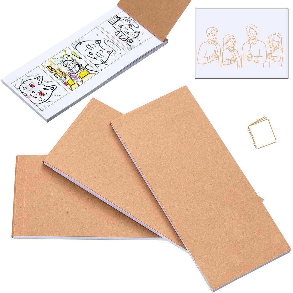 Colarr 4 Peças Mini Caderno de Quadrinhos em Branco com Páginas Quadriculadas 7,3 x 3,1'' para Criar Seus Próprios Quadr
