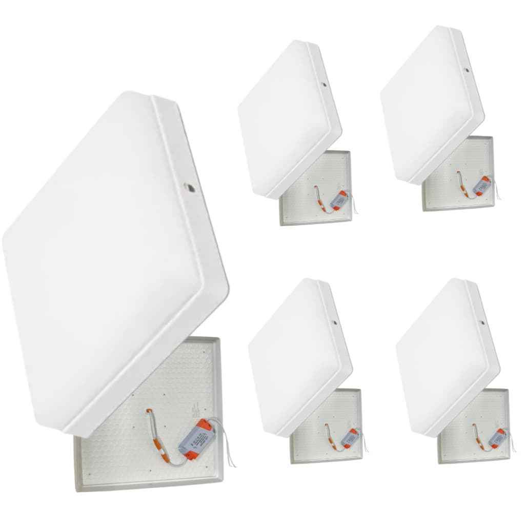 Kit 5 Luminária Led Plafon Borda Infinita 50W Sobrepor Quadrado 30x30cm Bivolt Neutro 4000k