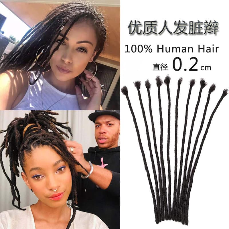 Xu Chang tranças sujas peruca artesanal cabelo Real tranças sujas Dreadlocks 0.2cm de diâmetro cabelo humano tranças suj