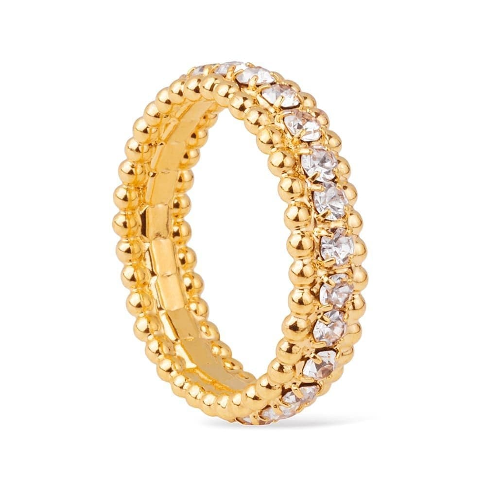 Anel Dourado Aparador Cravejado de Zircônia banhado a Ouro 24k