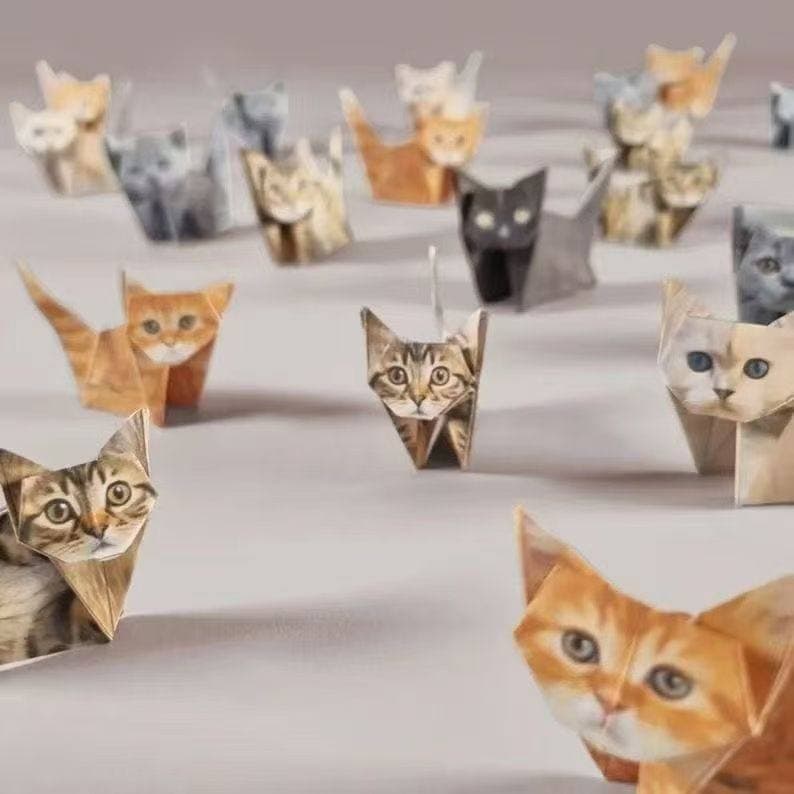 Produtos Semi-acabados diy de venda quente origami geométrico gato e cachorro dobrável Animal origami 50 folhas mais gat
