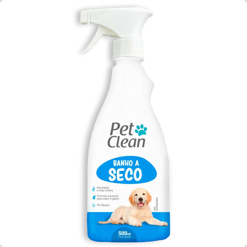 Banho a Seco Spray Sem Enxágue para Cachorro e Gato Pet Clean - 500 ml