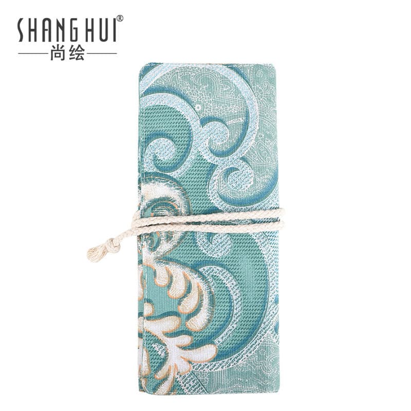 Shanghu Retro Portátil 8 Pcs 9 Pcs 10 Pcs 12 Furos Armazenamento Lona Profissional Pincel de Maquiagem Bolsa