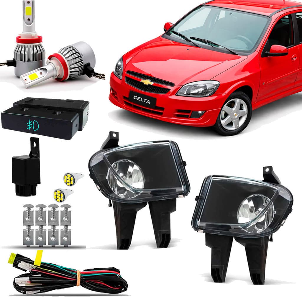 Kit Farol Milha Neblina Farolete Auxiliar Cibie Completo Celtinha Celta Prisma 2012 2013 2014 2015 Botao Original Led 6K