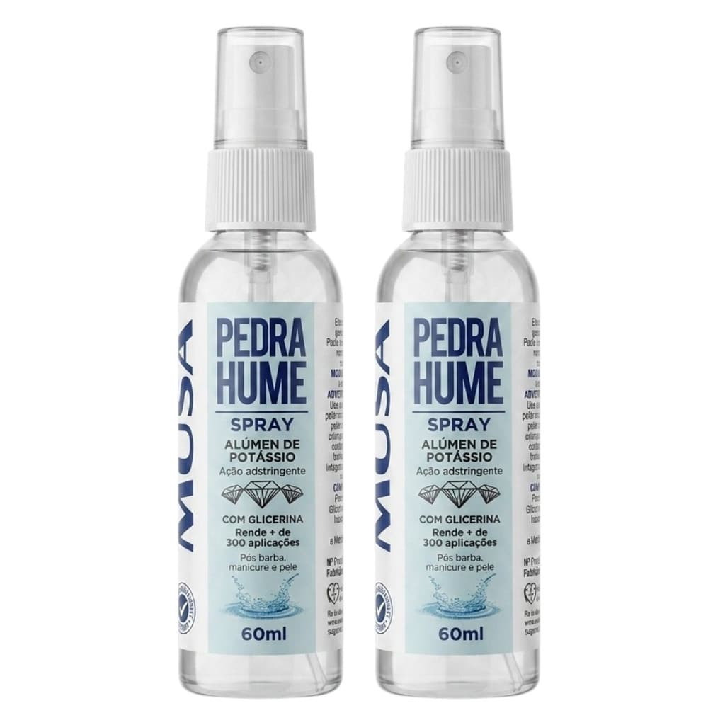 KIT Pedra Hume Spray 60ML Antitranspirante MUSA Adstringente Cicatrizante (2 unidades)