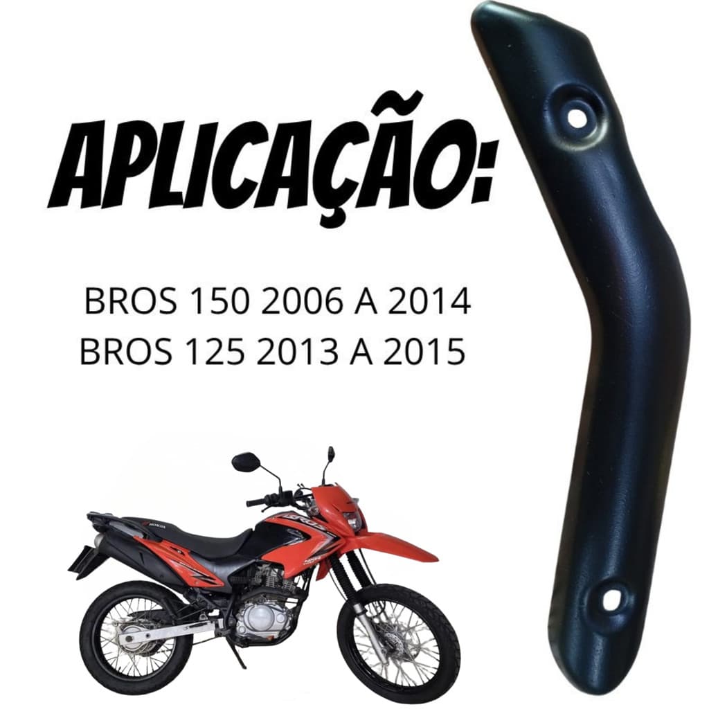 Protetor Escapamento  Tubo Bros 150 2006 a 2014 Bros 125 2013 a 2015 Preto Protetor de Escapamento