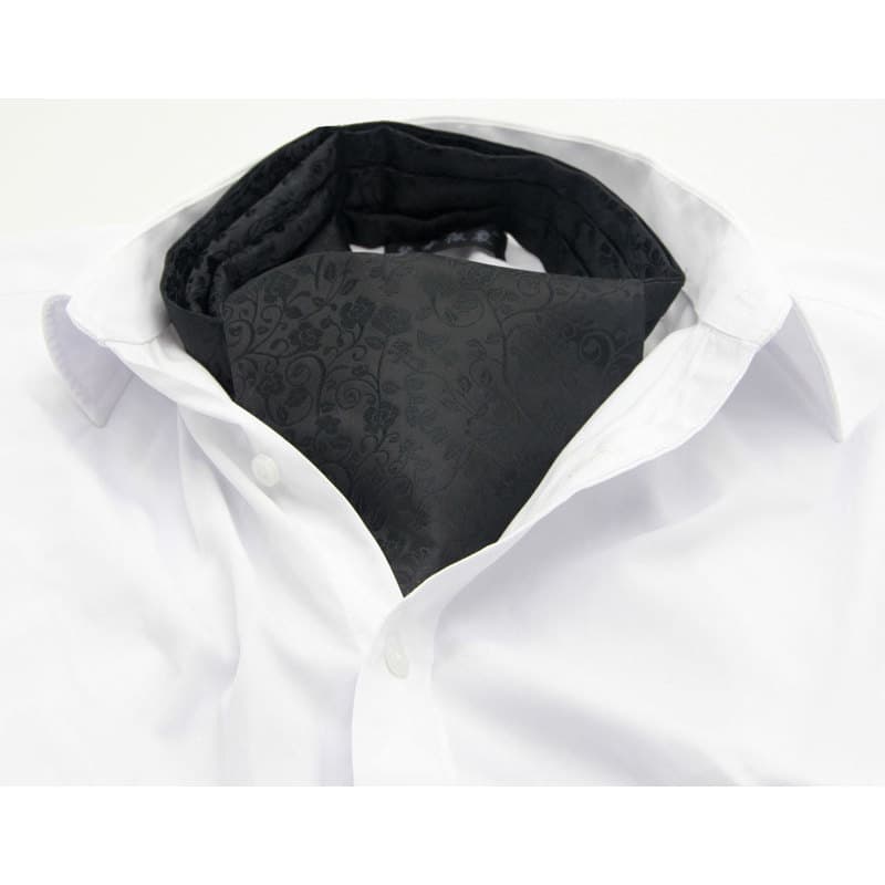 Homens cachecol camisa cachecol masculino britânico Retro dupla face bordado terno decote cachecol padrão preto