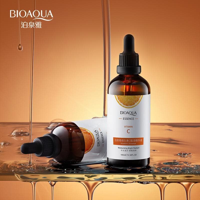 Poquanya vitamina C essência hidratante hidratante iluminando o tom da pele controle de óleo fácil absorção reparação es
