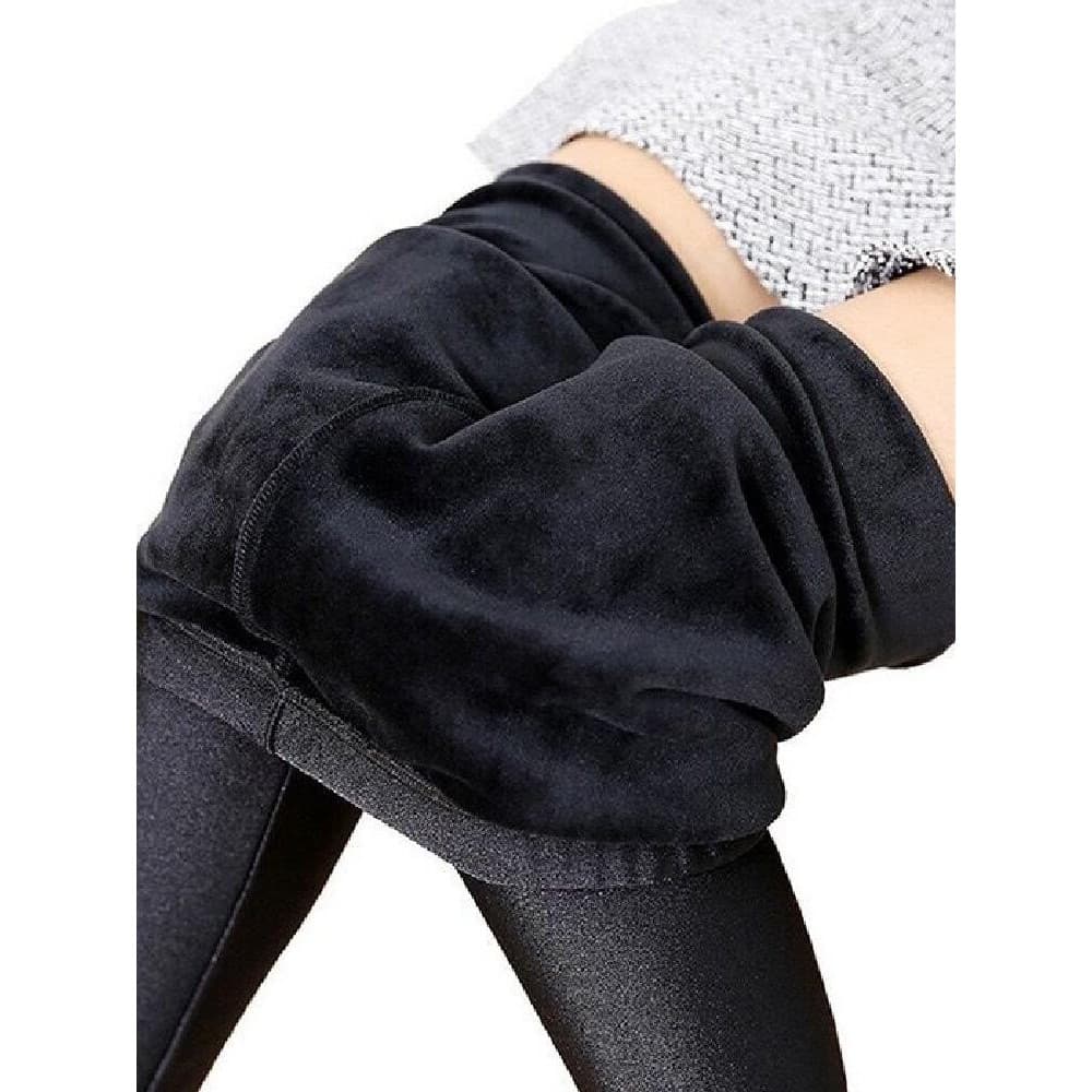 Forro de lã/forro de lã exterior Wear Leggings feminino cintura alta estiramento inverno preto pé mais magro olhar calça