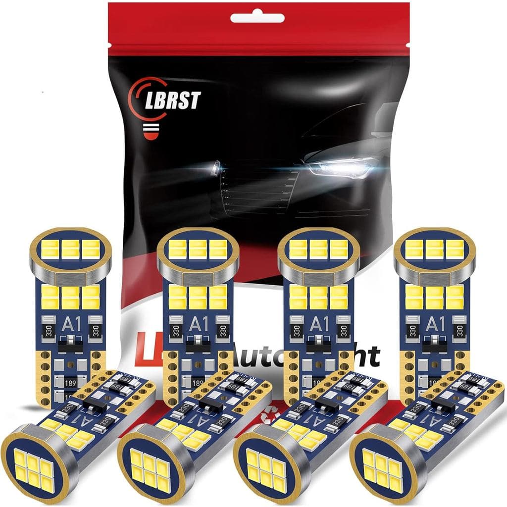 Pacote com 8 Lâmpadas LED 194, Lâmpada LED T10 sem Erros, Branco 6000K Super Brilhante, 168 Lâmpadas, Substituição 921 2