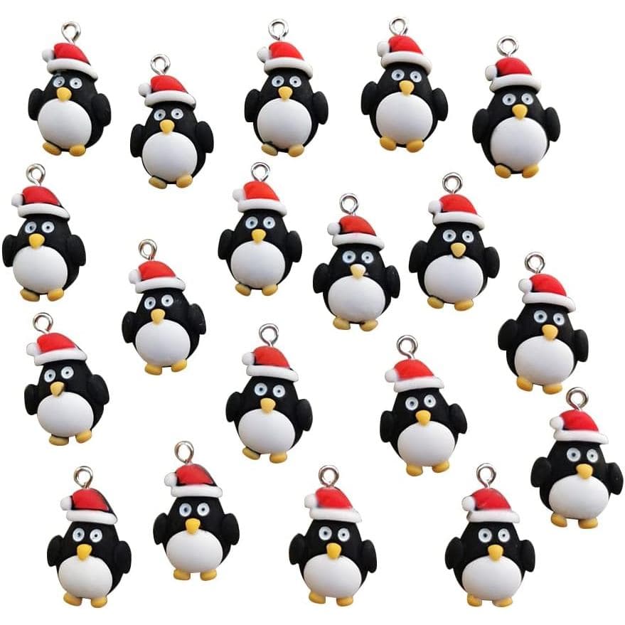 Pingentes de Pinguim Fofo AMOBESTER com Chapéu de Natal para Fazer Pulseiras, Colares e Brincos DIY