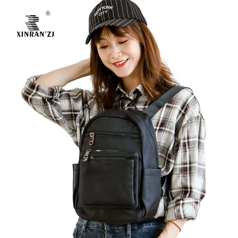 Multi-zíper bolso à prova dwaterproof água senhoras médio pequeno médio mochila portátil pequena mochila estudante saco