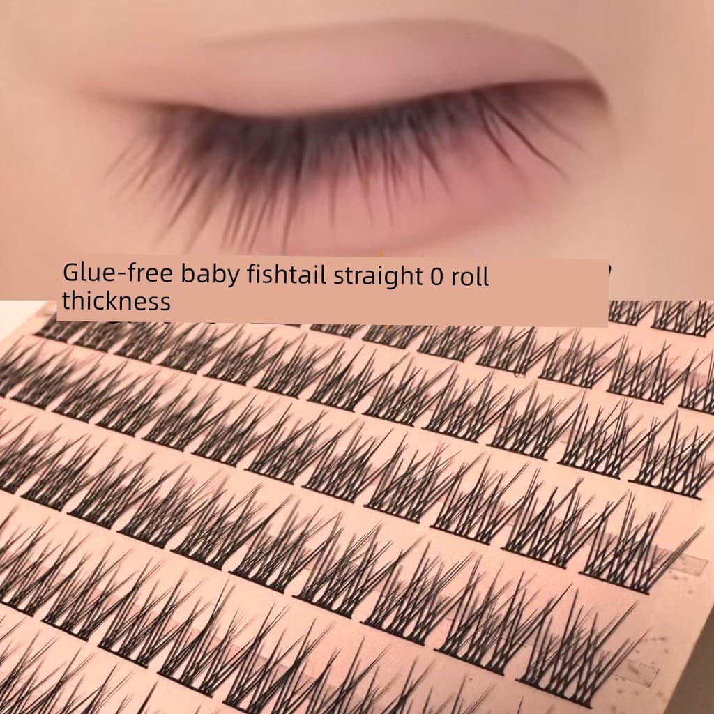 cílios tufinho fox eyes cílios com cola e pinça ✰Sem cola três estilo rabo de peixe bebê em linha reta haste preta cílio