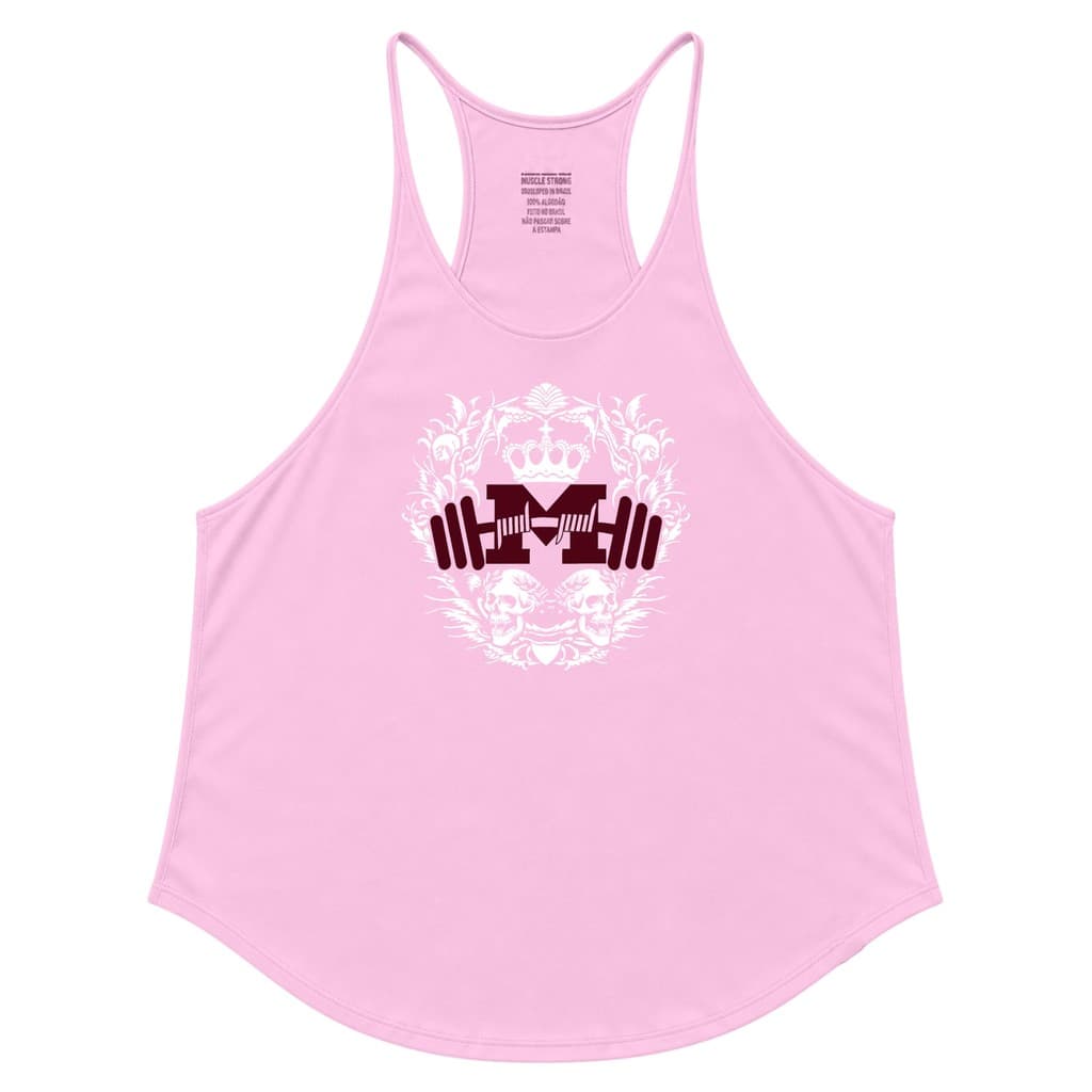 Regata Cavada Muscle Strong Rosa Claro Logo Coroa