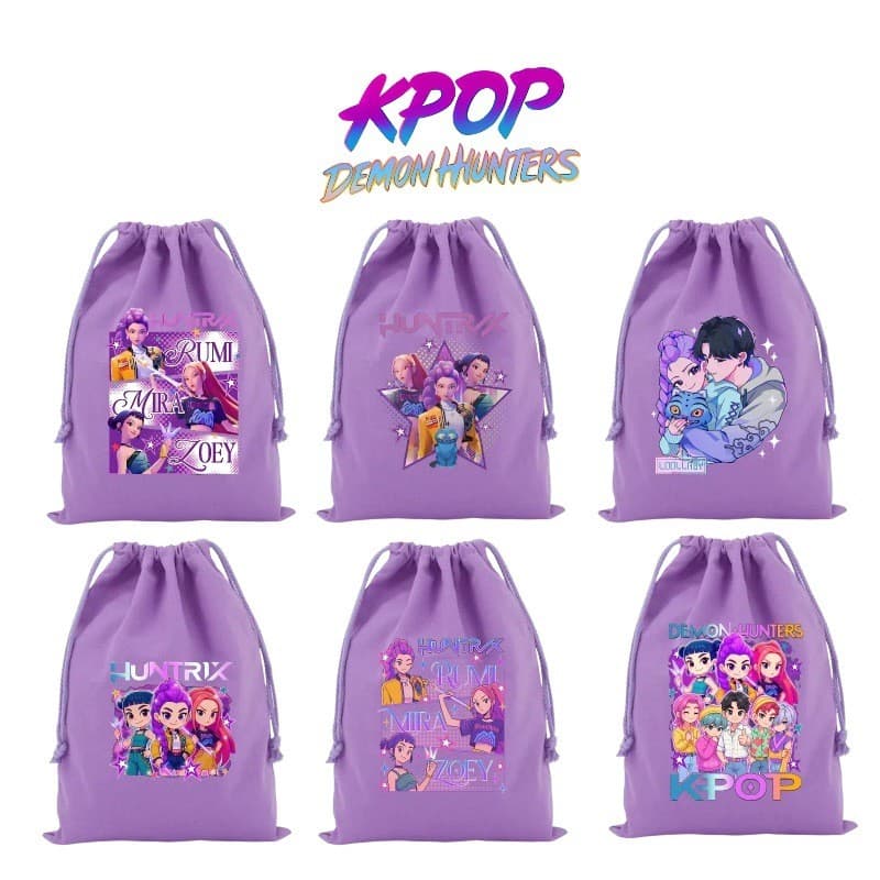 Comércio exterior 2025 novo estilo bruxa caçador grupo dos desenhos animados lona cordão bolso menina saco de armazename