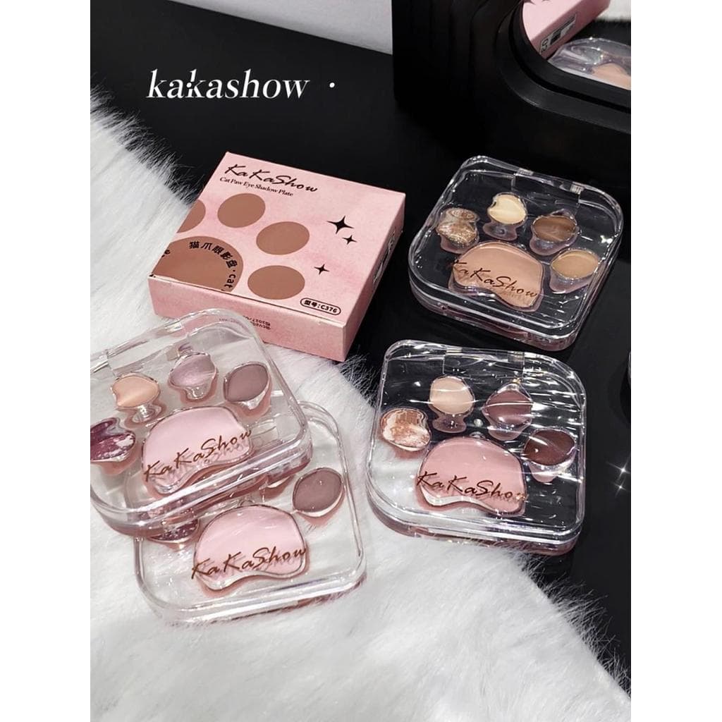 Paleta de sombras de cinco cores com garra de gato de alto valor estilo coreano rosto claro cor terra baixa saturação se