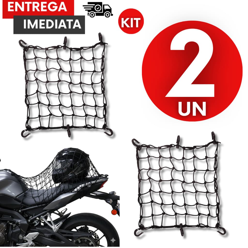 Kit 2 Rede Aranha Moto Elástico Fixação Bagagem Capacete Porta Objetos