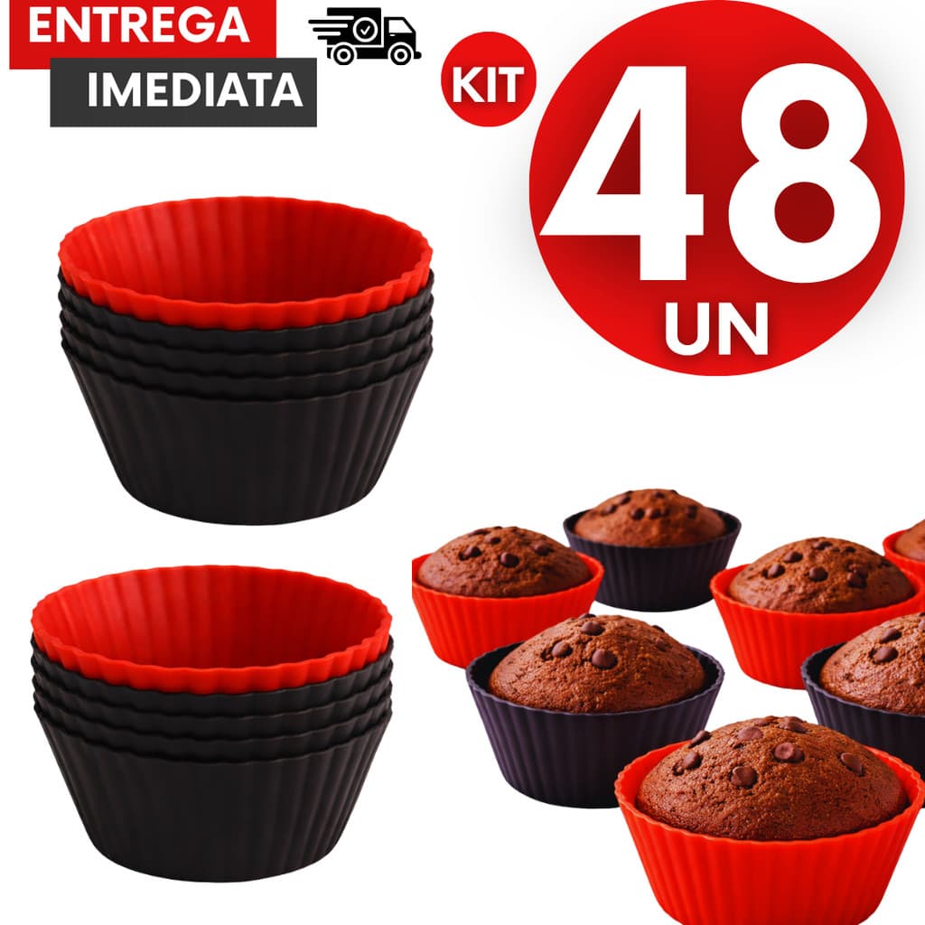 Combo Forminhas Cupcake Silicone Muffin Mini Bolo Antiaderente Airfryer Forno Utilidades