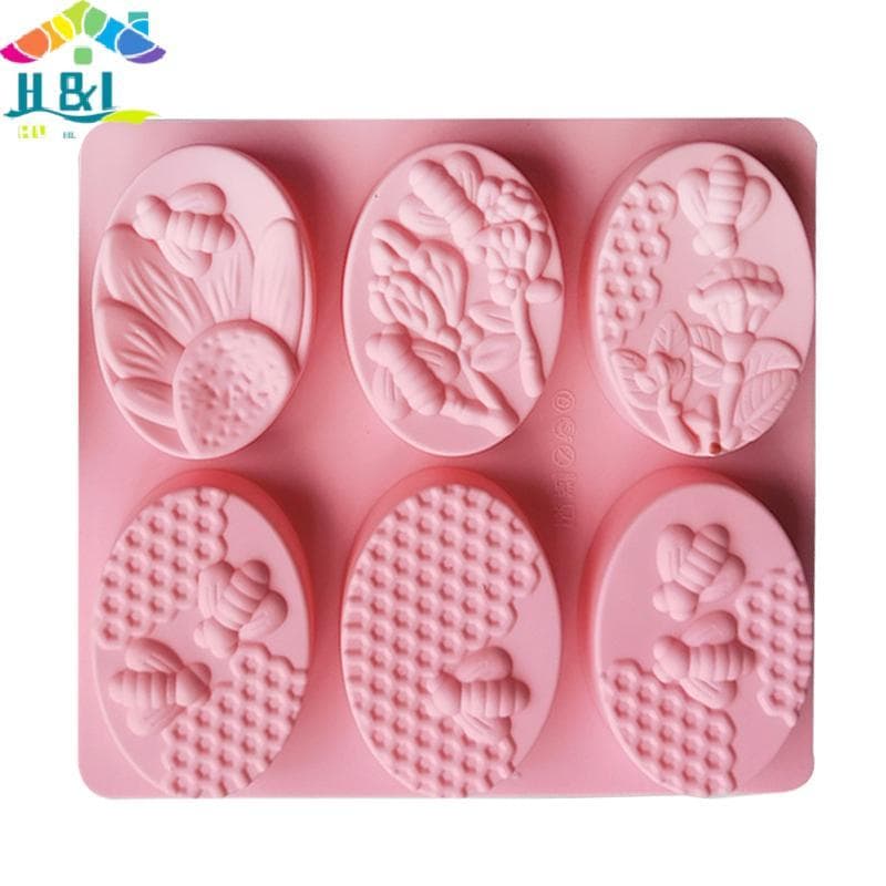 H & L Novos Materiais Saudáveis Molde De Sabão De Silicone De Abelha De Mel 6 Cavidades Moldes Artesanais Para Fazer For