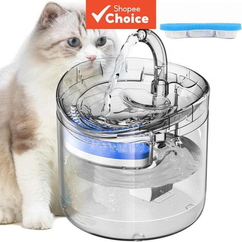 Fonte De Água Para Gatos , Dispensador Automático Ultra Silencioso De 2L Animais De Estimação Com Filtro , Bico Elevado