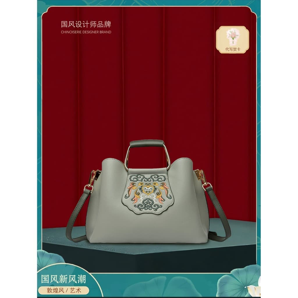 Hong Kong estilo chinês bordado High-End bolsa feminina moda atmosférica bolsa de noiva grande capacidade bolsa de ombro