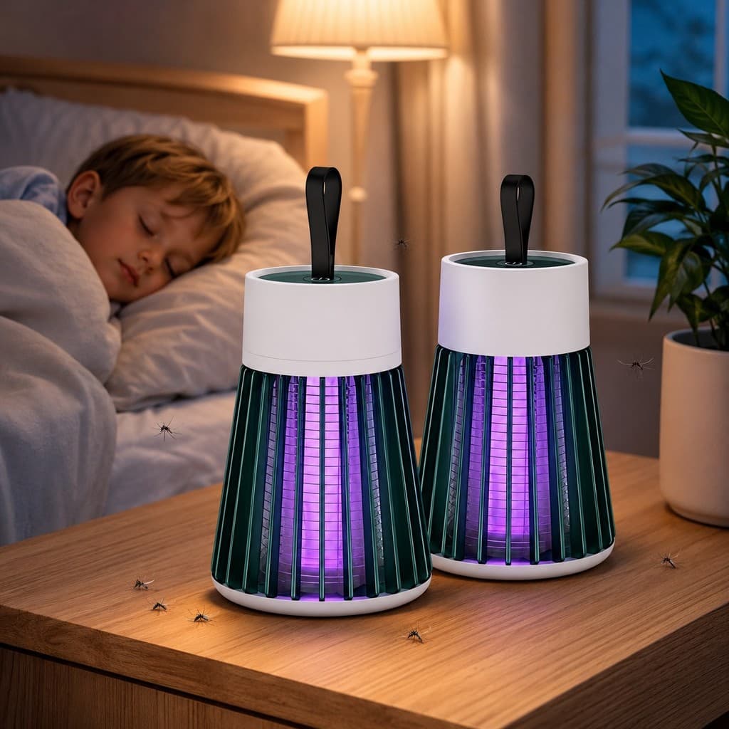2 Kit Luminária Anti-Mosquito Repelente Elétrico Lâmpada U.V Armadilha Para Insetos Direto USB