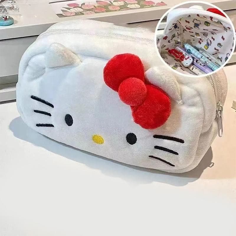 Bolsa de Maquiagem de Pelúcia Sanrio Hello Kitty Cinnamoroll Bolsa de Armazenamento Adequada para Meninas
