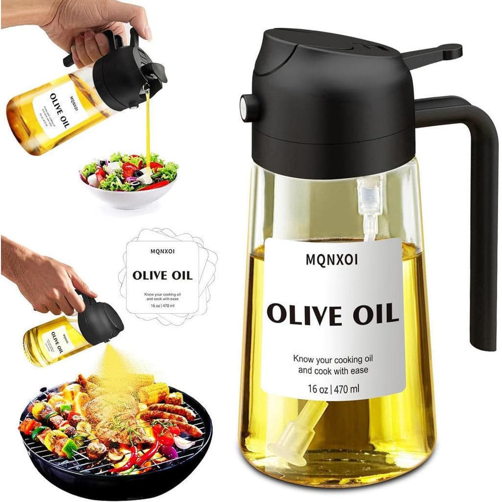 Pulverizador e Dispensador de Óleo de Vidro 2 em 1, Capacidade de 16 Onças/470 Ml, Adequado para cozinhar com azeite, us