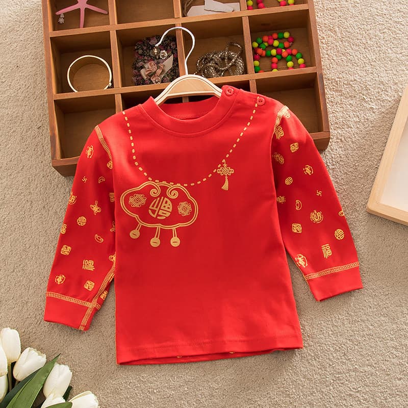 Primavera outono meninos meninas bebê puro algodão topos bebê de manga comprida roupas de outono roupa interior vermelho