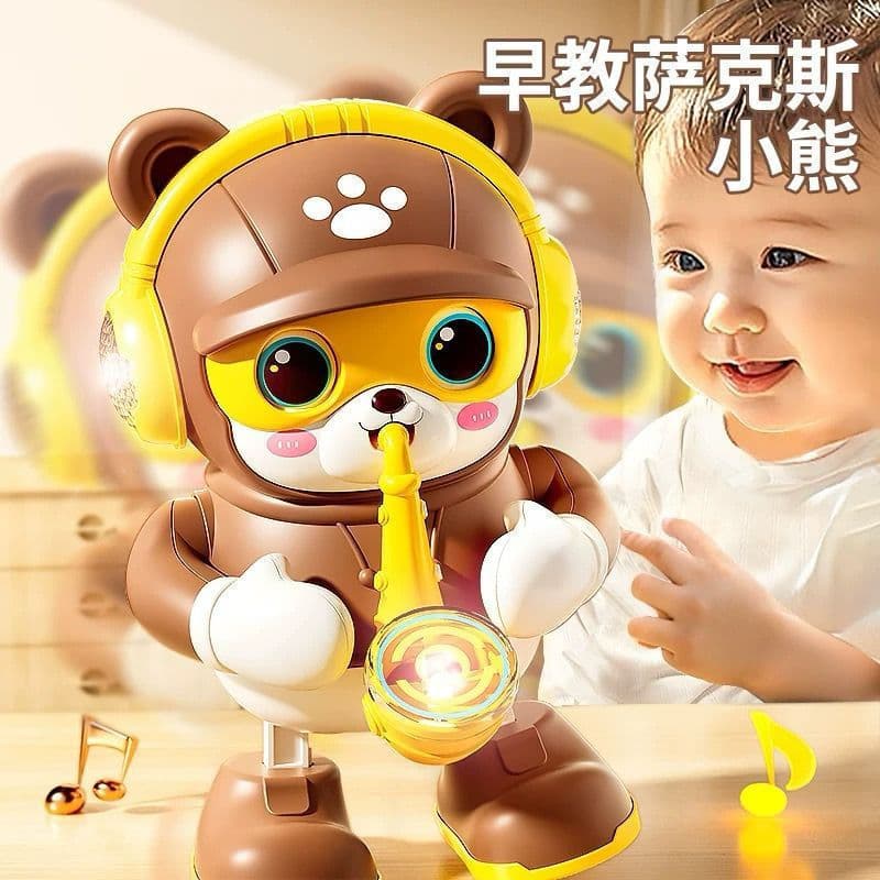 Brinquedo Ursinho saxofonista com Musica e Led