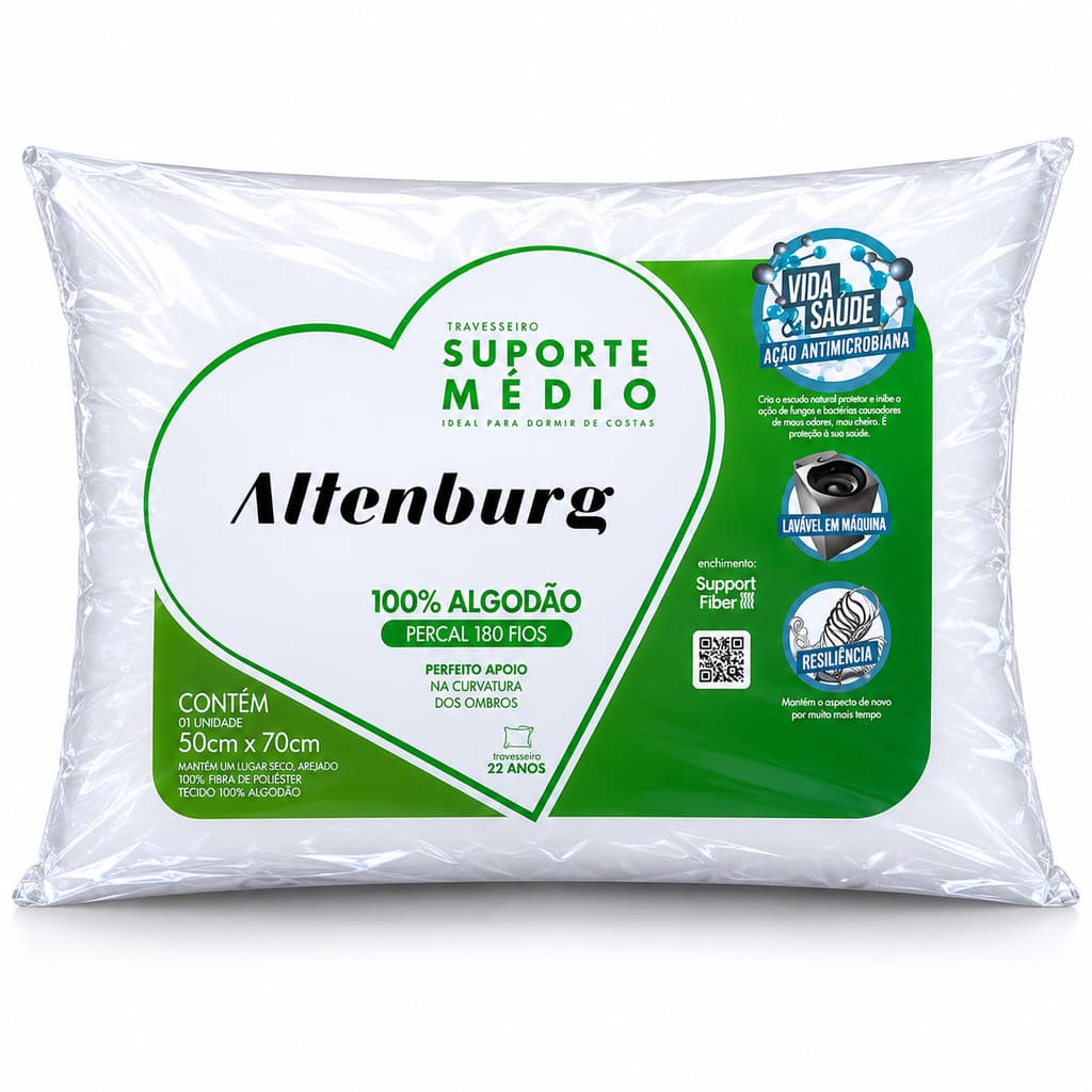 Travesseiro de Suporte Médio Altenburg 100% Algodão 50x70