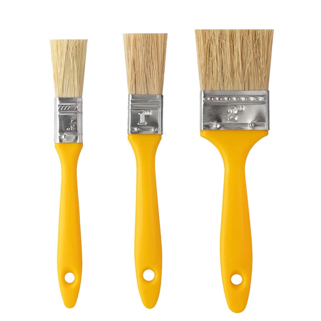 Kit 3 Trinchas Para Pintura Amarelo Multiuso Pincéis Construção Parede Madeira