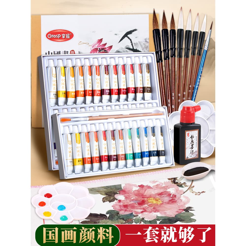 Master Pintura Chinesa Pintura Chinesa Conjunto de Ferramentas para Iniciantes 12 Cores 24 Cores Pintura a Tinta Alunos
