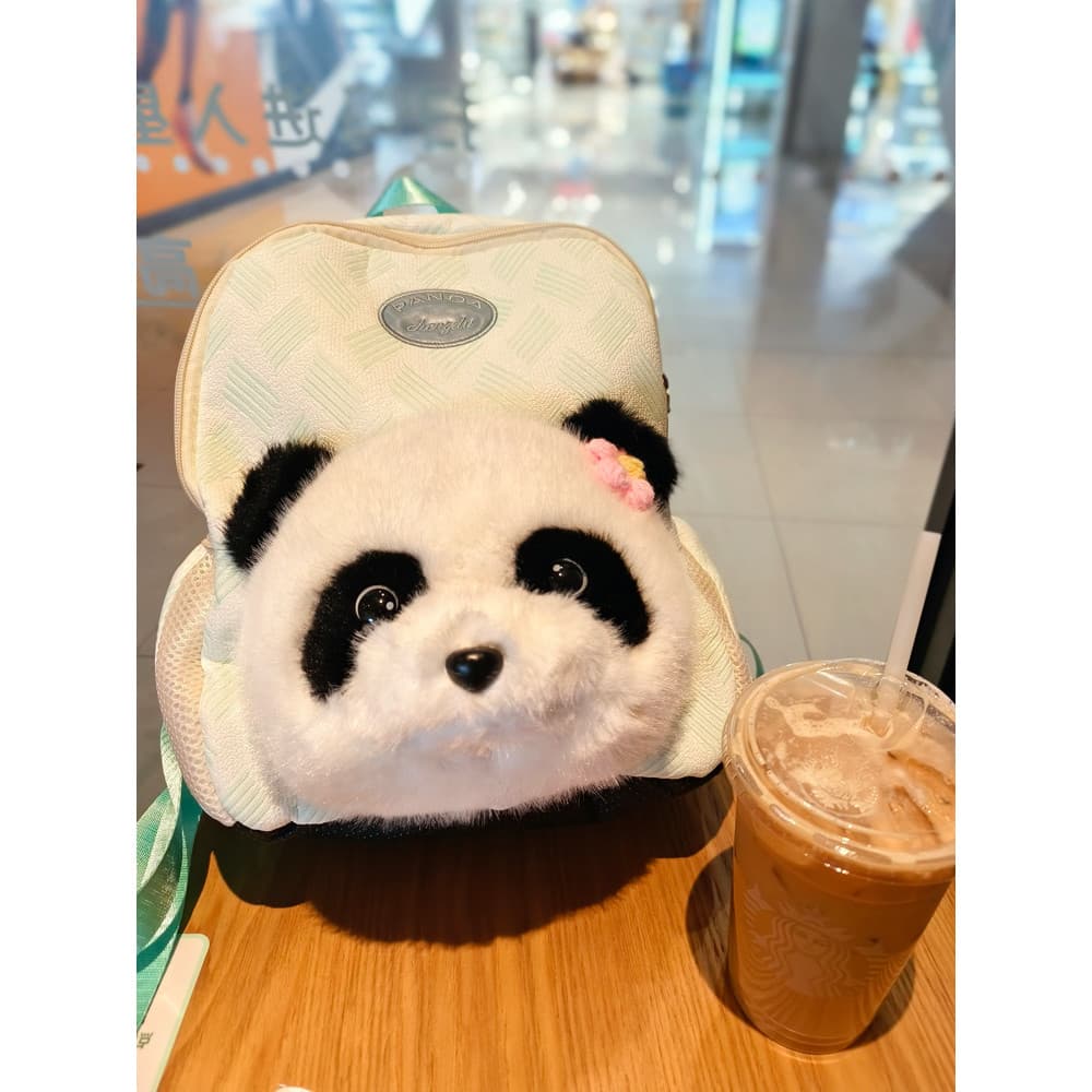 2025 novo estilo flor panda mochila de pelúcia bonito grande panda saco feminino estudante mochila classe fresca