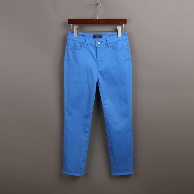 Primavera novo estilo cor doce Jeans feminino pedido estrangeiro 100kg tamanho grande cintura alta elástico mais magro o