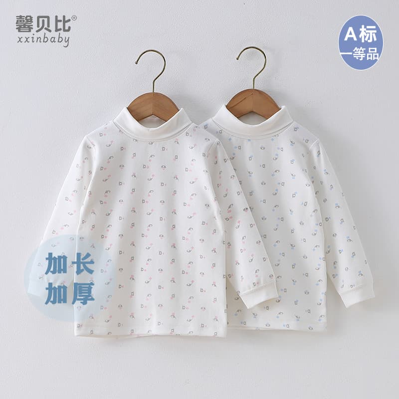 Primavera outono bebê gola alta camisa de fundo superior 1-6 anos de idade meninos meninas crianças roupas outono bebê r