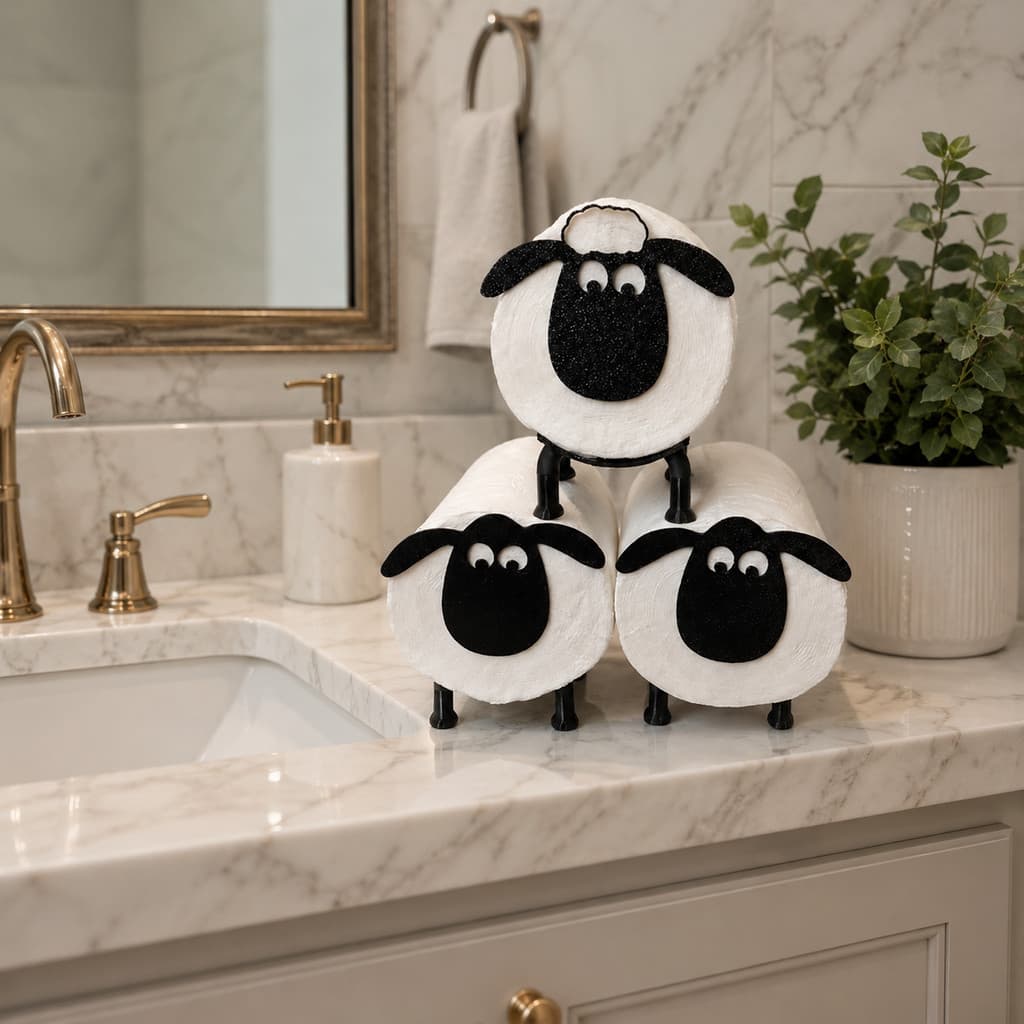 Kit 3 Suporte Criativo de Papel Higiênico Ovelha Shaun Carneiro – Decoração Engraçada Oferta!