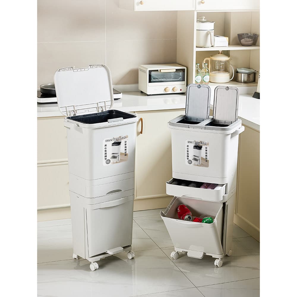 Separação úmida e seca de resíduos de cozinha que classifica estilo japonês