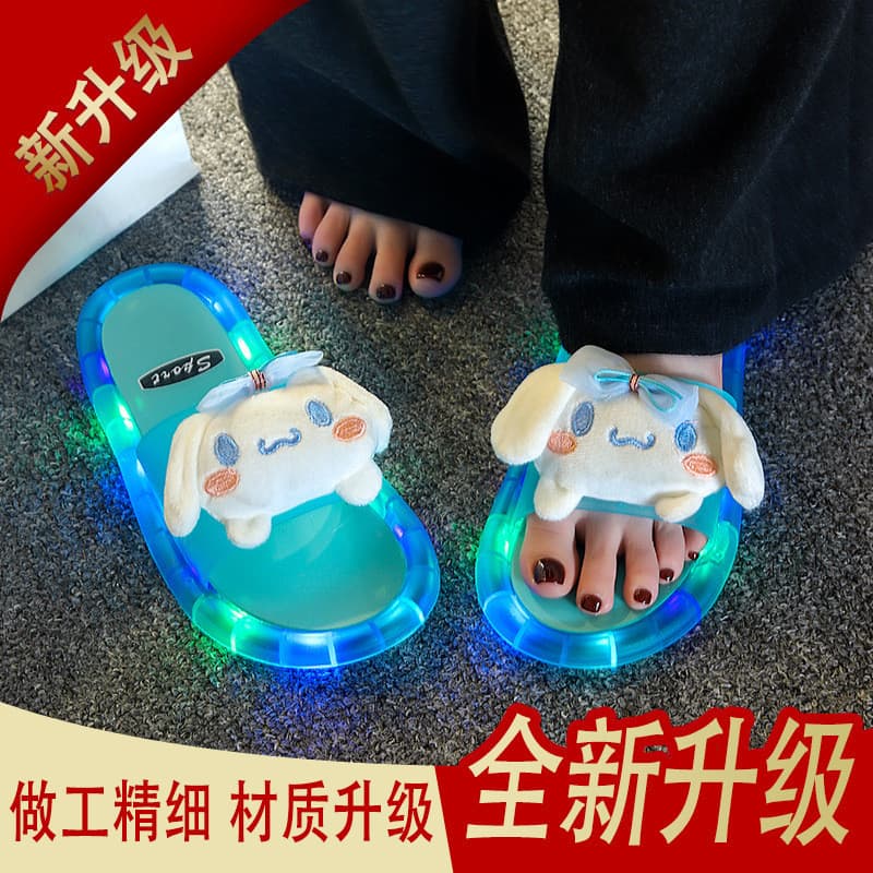 Estilo princesa chinelos luminosos feminino verão moda venda quente ins bonito irmãs luminosas Anti-deslizamento exterio