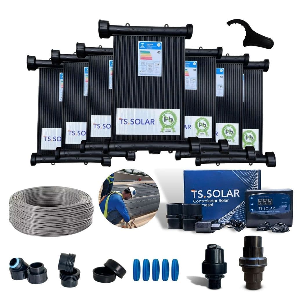 Kit Aquecedor Solar Piscina 10 Placas 2mts + Kit fechamento