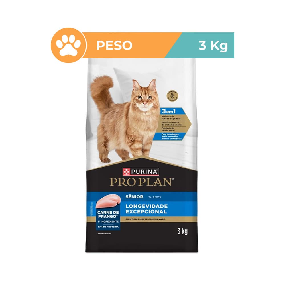 Ração Pro Plan Longevidade Gatos Sênior 7+ 3kg