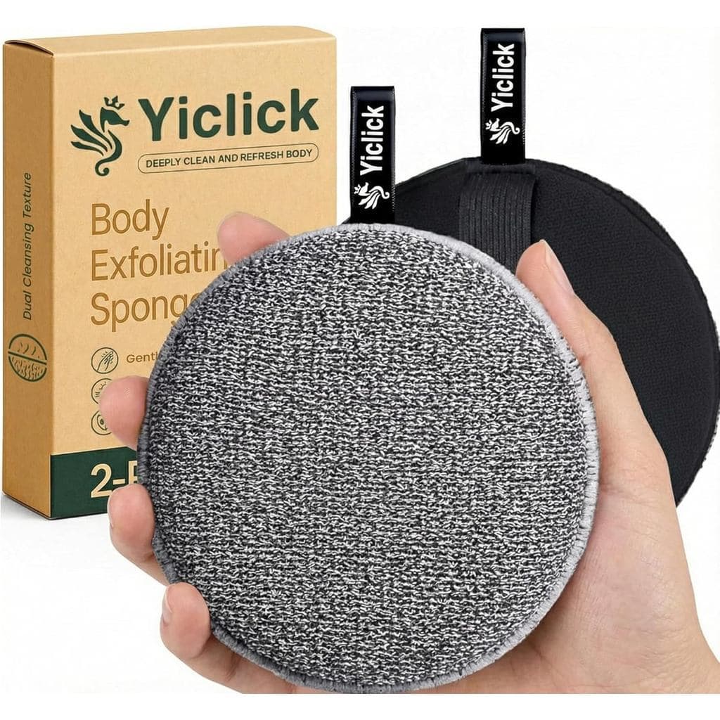 Yiclick Esfoliador Corporal (2 Peças), Esponja Esfoliante para Banho, Bucha Esfoliante com Cabo, Esfoliador de Pele Mort